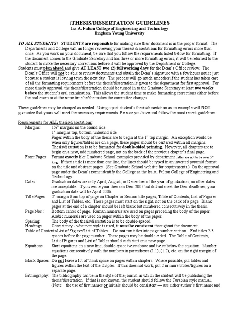 Thesis/Dissertation Formatting Guide | PDF | Thesis | Writing