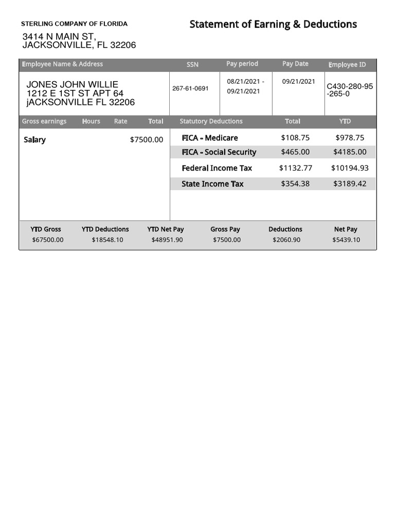 Walmart Employee Earnings Statement | PDF