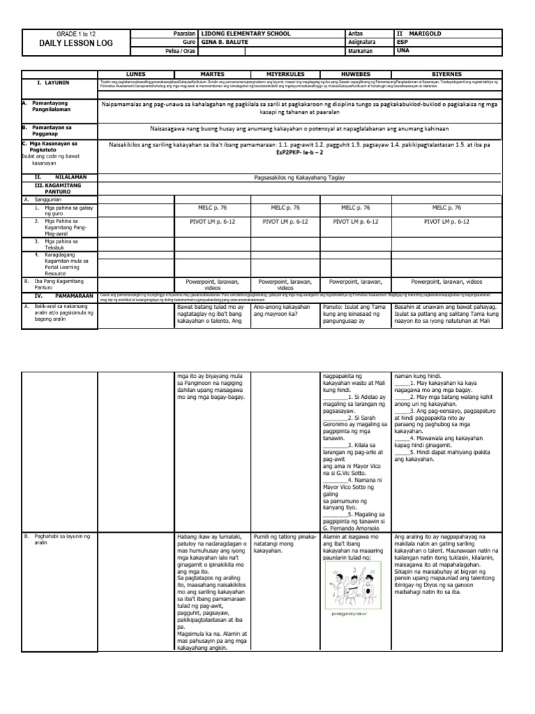 Q1 Esp Week 1 | PDF