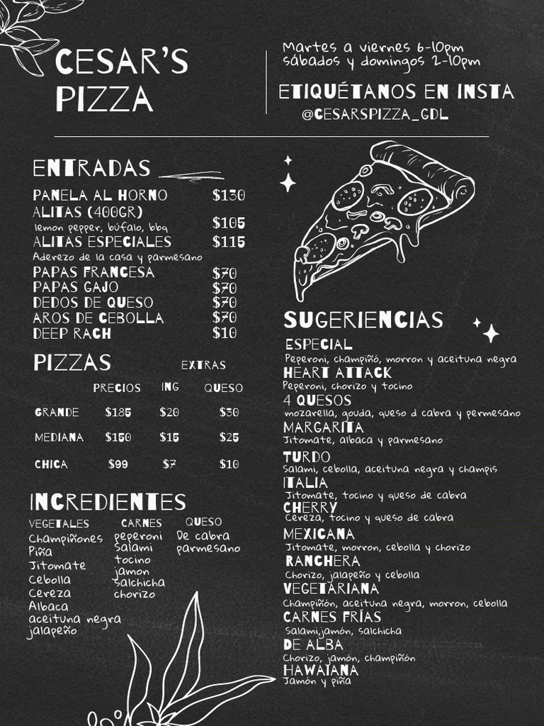 Menú de Pizzas en Castor's Guatemala | PDF | Alimentos | Cocina