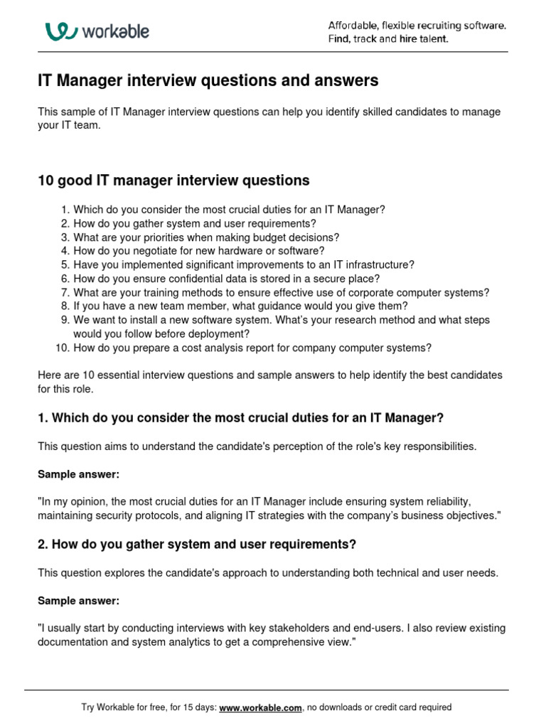 IT Manager Interview Guide | PDF | Computer Security | Security