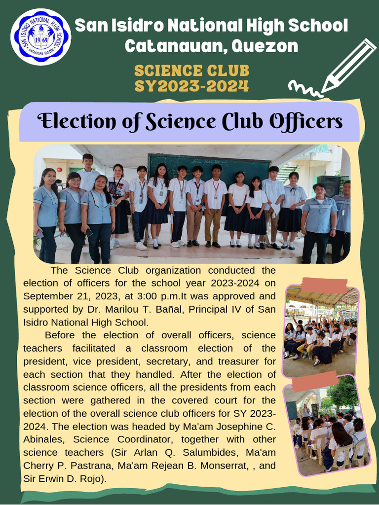 Science Club Officer Election 2023-2024 | PDF