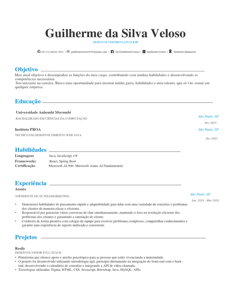 Desenvolvedor Full Stack Iniciante | PDF | Script Java | Java ...