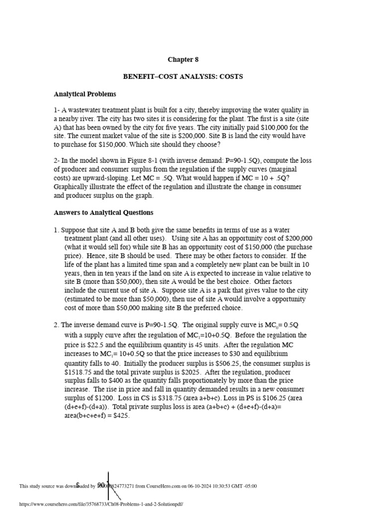 Ch08 Problems 1 and 2 Solution PDF | PDF | Economic Surplus | Demand
