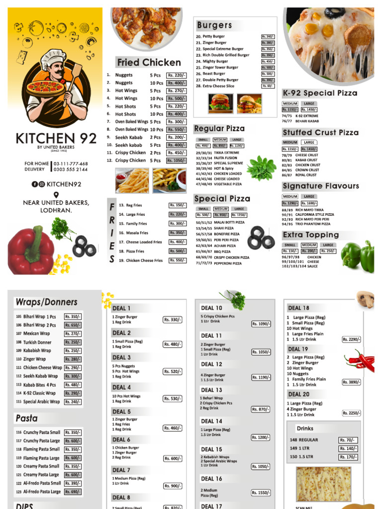 Kitchen 92 Pizza Menu Final Update | PDF