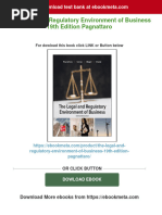 The Legal and Regulatory Environment of Business 19th Edition Pagnattaro Download PDF