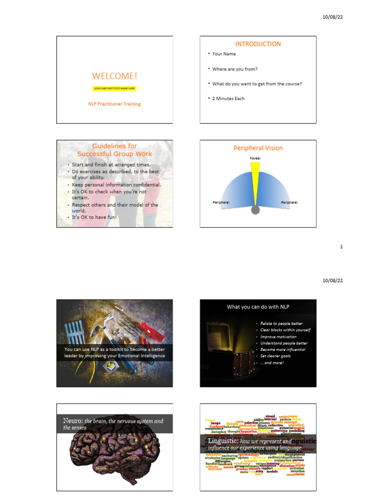 NLP Practitioner Training Overview | PDF | Neuro Linguistic Programming ...