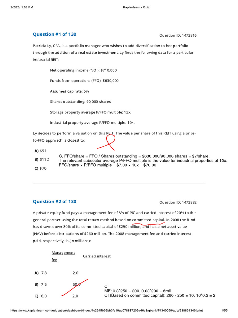 Question #1 of 130 | PDF | Investing | Private Equity