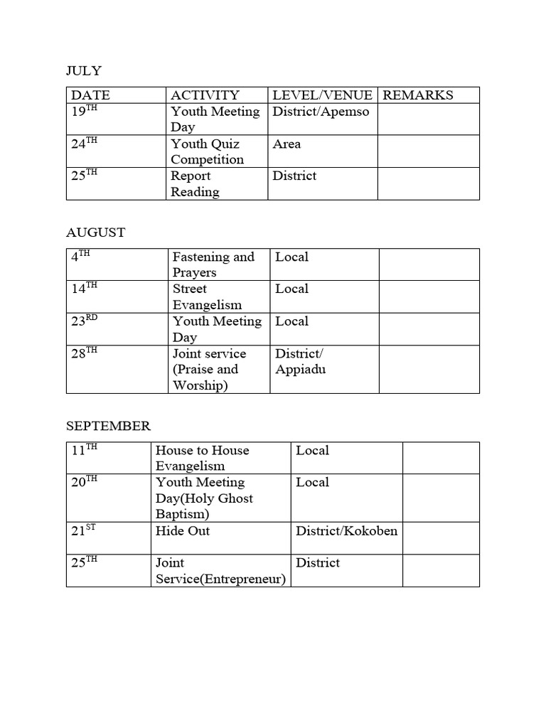 July To December 2021 Youth Program | PDF