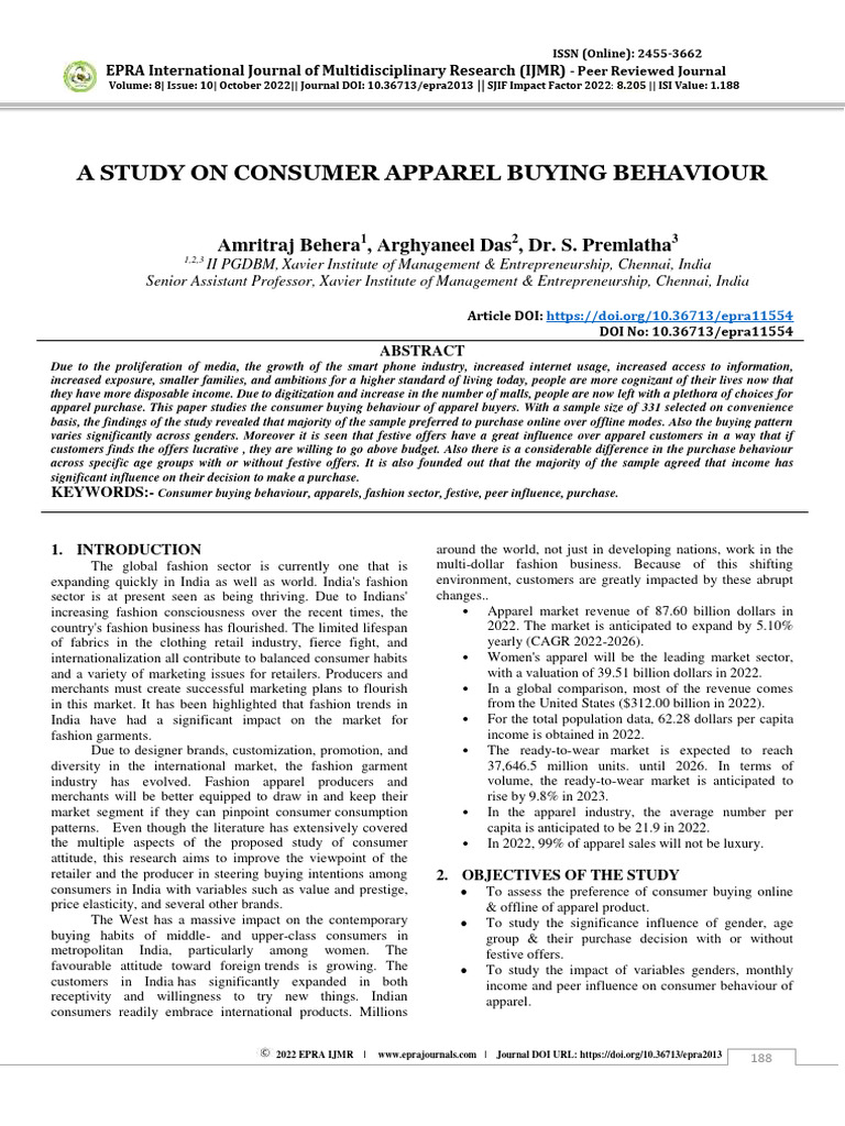 Consumer Apparel Buying Behavior Study | PDF | Fashion | Consumer Behaviour