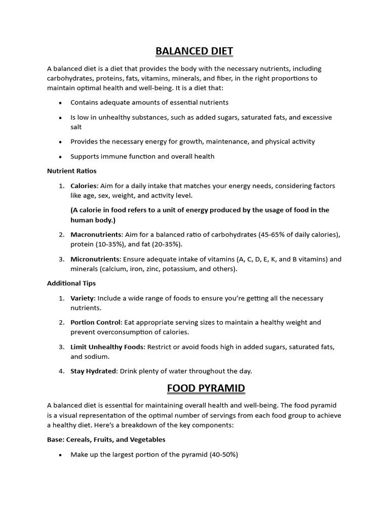 Essential Guide to a Balanced Diet | PDF | Healthy Diet | Nutrients