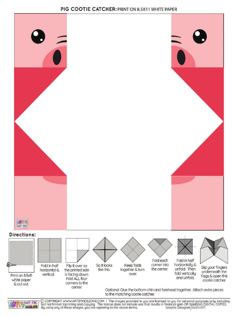8.5x11 Pig Cootie Catcher | PDF