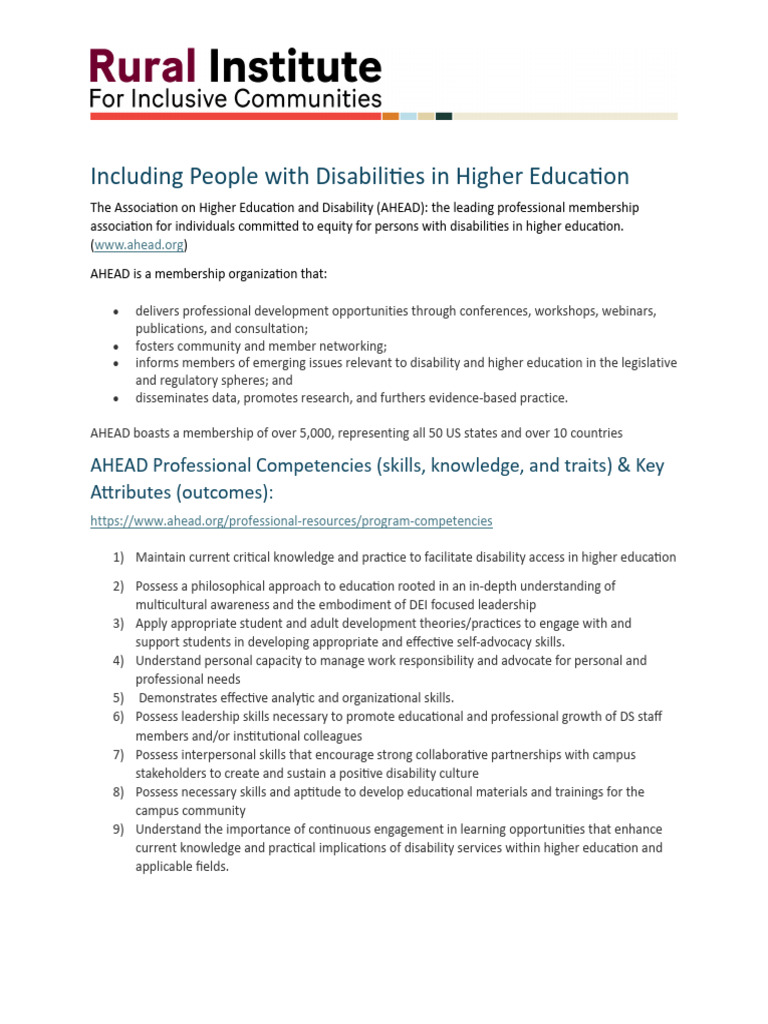 Including People With Disabilities in Higher Education | PDF ...