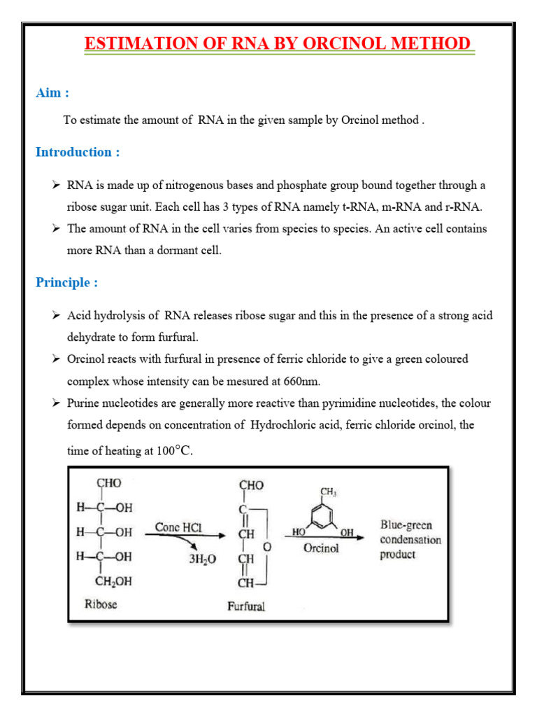 Orcinol Method for RNA Estimation | PDF | Nucleotides | Distillation