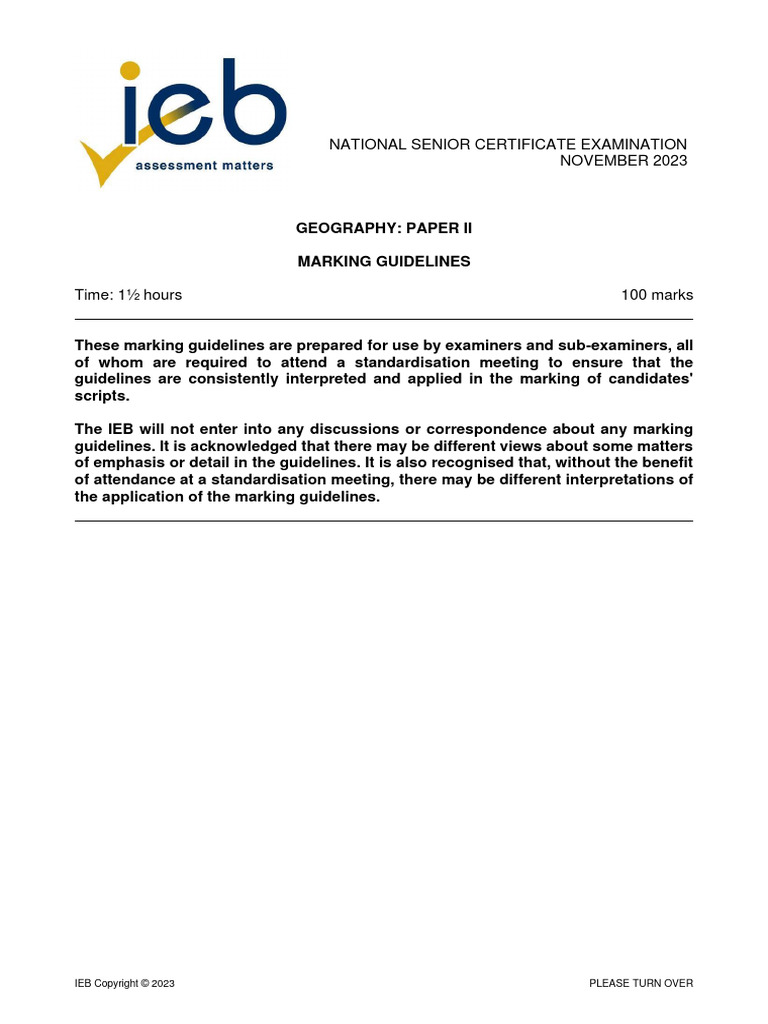 Geo IEB Paper 2 2023 MEMO | PDF | Slope | Drainage Basin