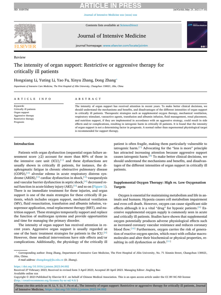 1 s2.0 S2667100X23000270 Main | PDF | Sepsis | Intensive Care Medicine