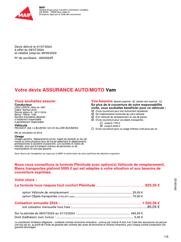 Votre Devis Assurance Auto/Moto | PDF | Véhicules | Assurance
