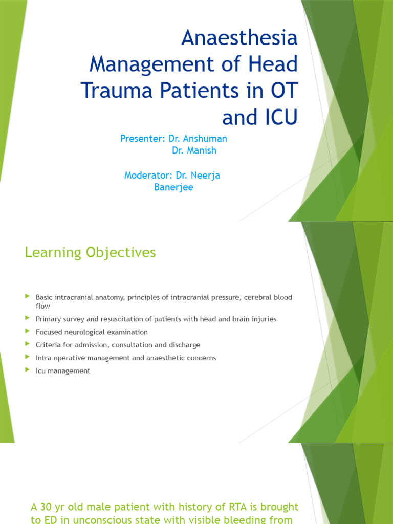 Head Trauma Anaesthesia Management Guide | PDF | Traumatic Brain Injury ...