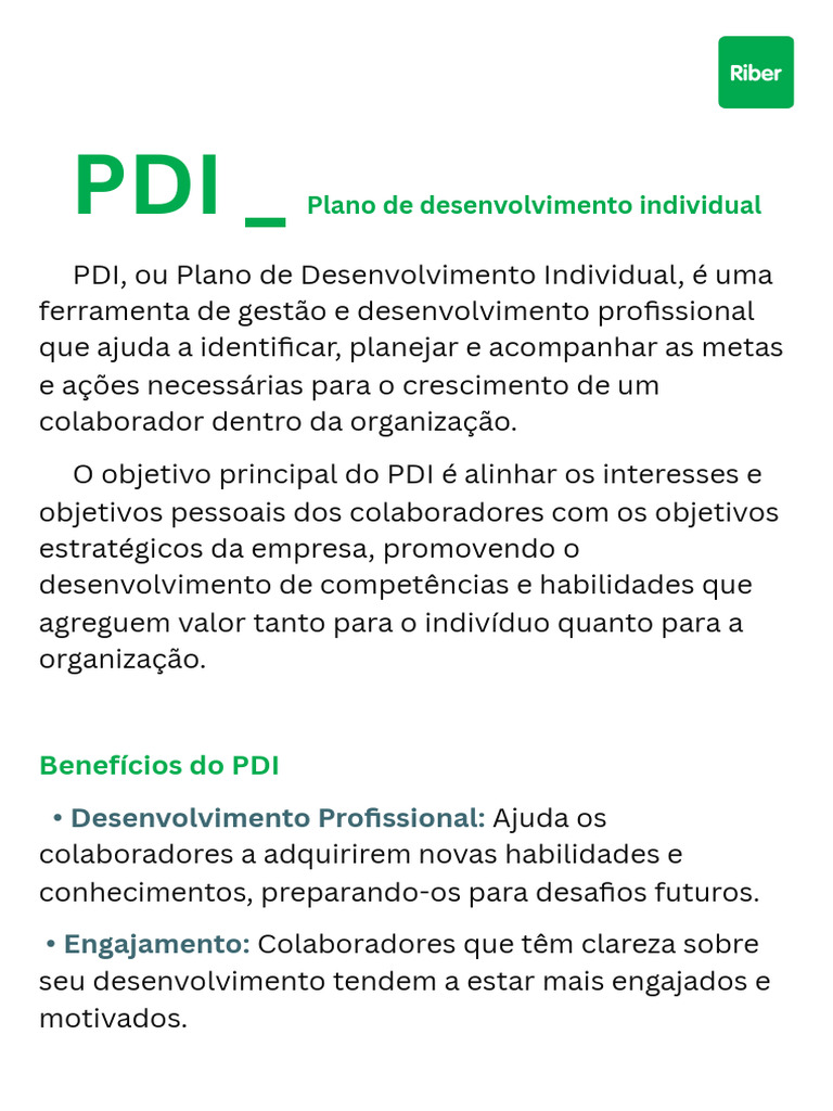 PDI - Pano Desenvilvimento Individual | PDF | Gestão de relacionamento ...