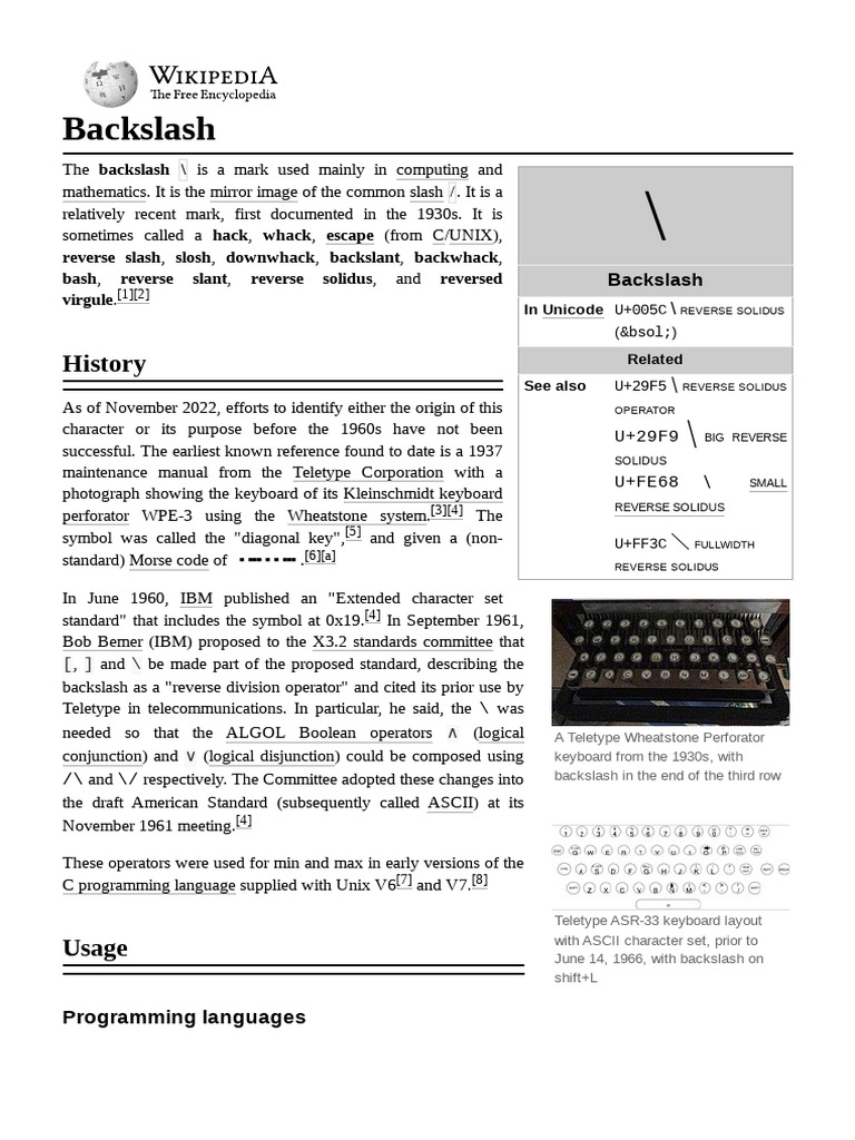 Understanding the Backslash in Coding | PDF | Computing | Computer ...