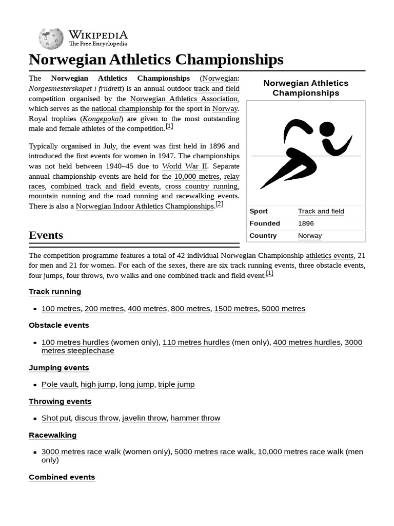 Norwegian_Athletics_Championships PDF Track And Field Athletic Sports
