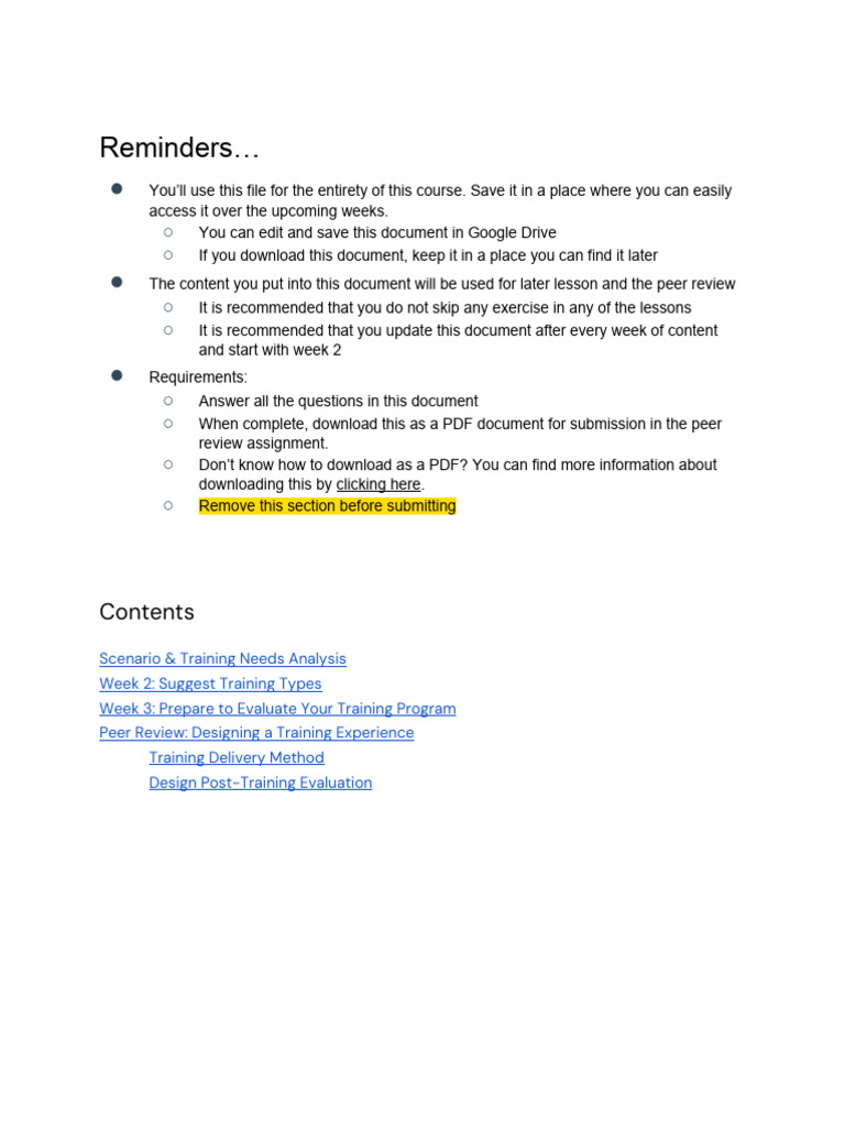 Course 2 Exercise Templates | PDF | Goal