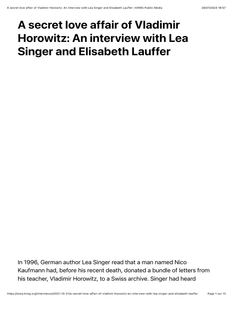 Horowitz's Secret Love Revealed PDF