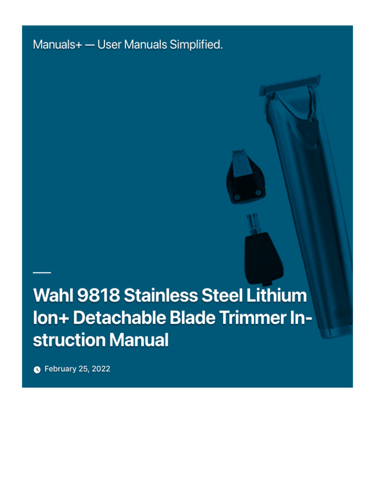 Wahl 9818 Trimmer Instruction Manual | PDF | Beard | Hair