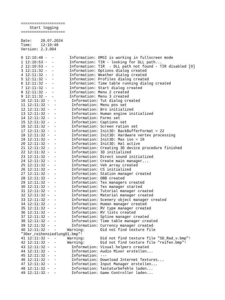 OMSI 2.3.004 Log Analysis | PDF | Texture Mapping | Software