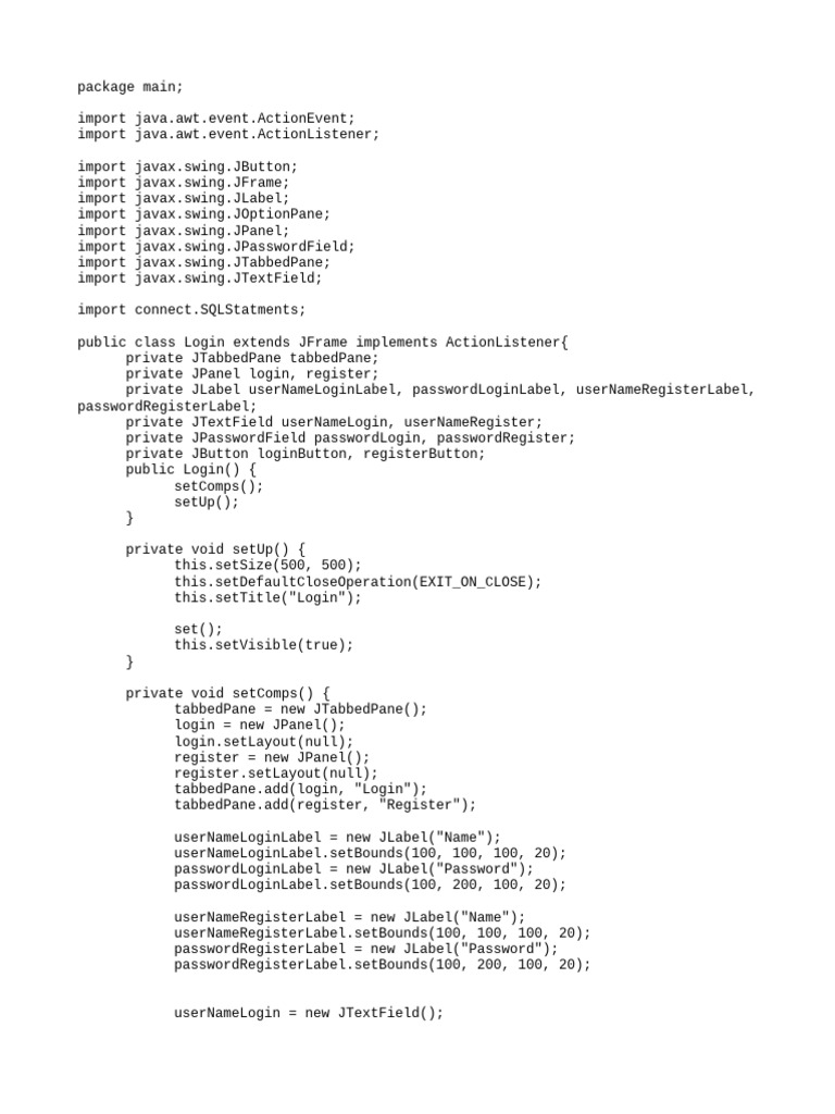 Java Swing Login and Registration UI | PDF | Password | Cybercrime