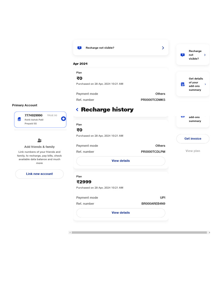 ROHIT Recharge History | PDF | Payments | Service Industries