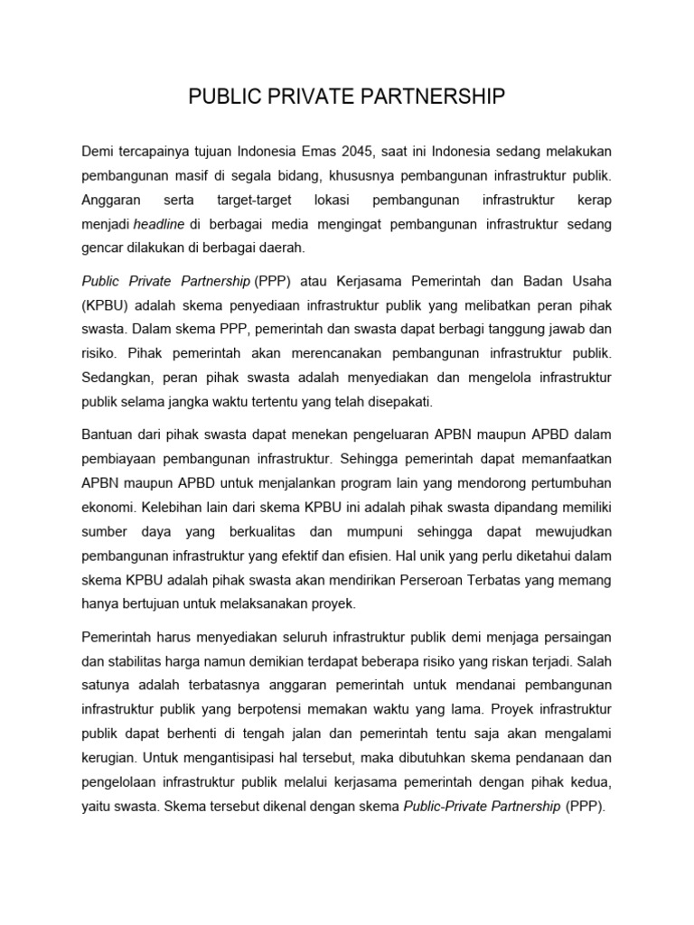 Public Private Partnership | PDF | Bisnis