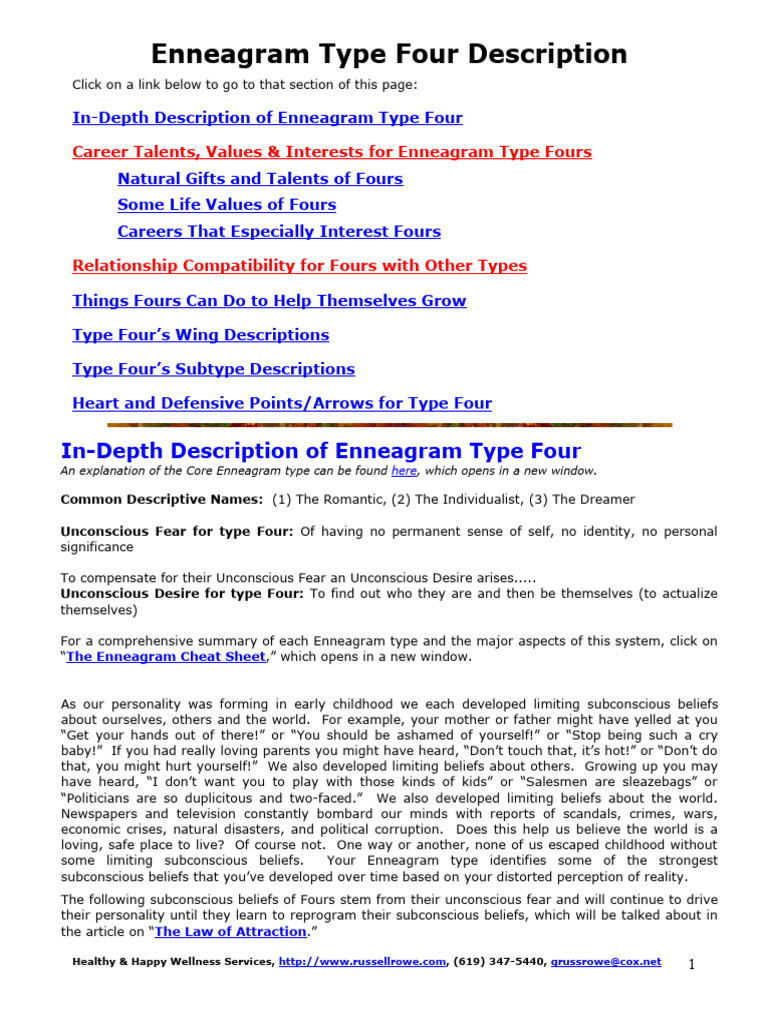 Enneagram Type 4 Description | PDF | Self Esteem | Feeling
