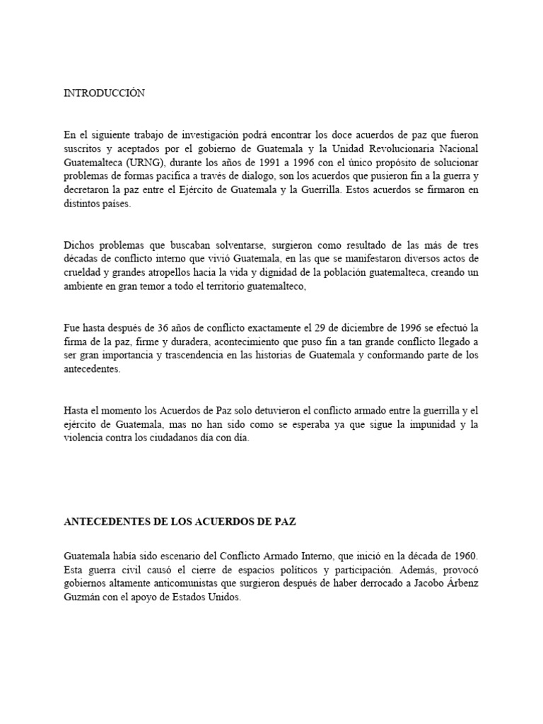 Acuerdos de Paz en Guatemala: 1996 | PDF | Guatemala | Derechos humanos