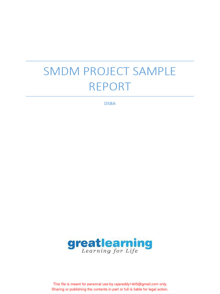 SMDM Project Sample Business Report | PDF | Sampling (Statistics ...