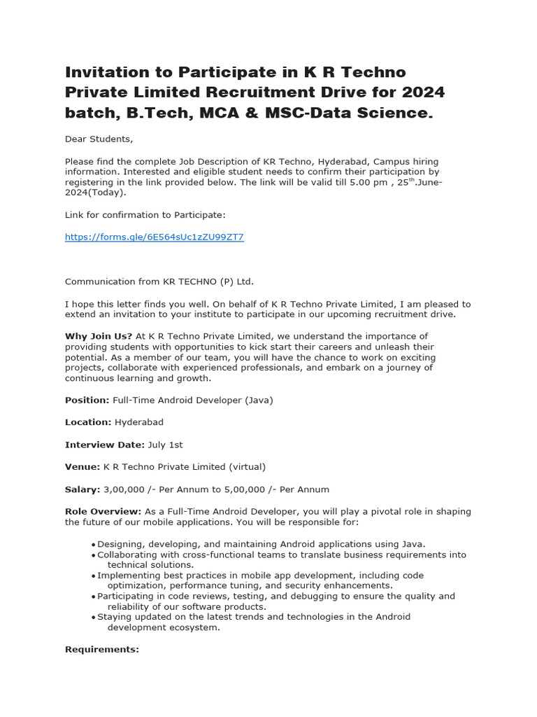 Kr techno hiring registration and communication pdf android