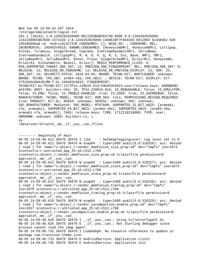 Android Logcat Error Analysis Report | PDF | Android (Operating System ...