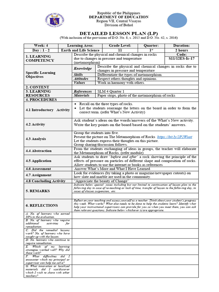 PLP Els Q1 WK4 Day1-2 | PDF | Learning | Teachers