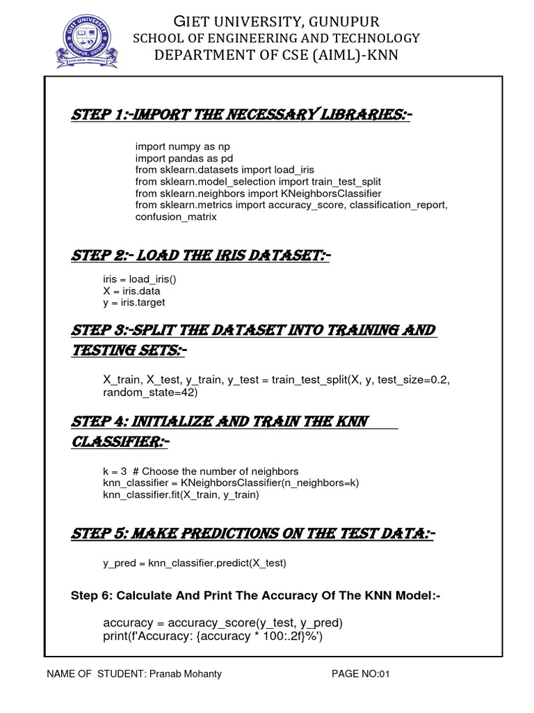 KNN Classification with Iris Dataset | PDF | Statistical Data Types ...