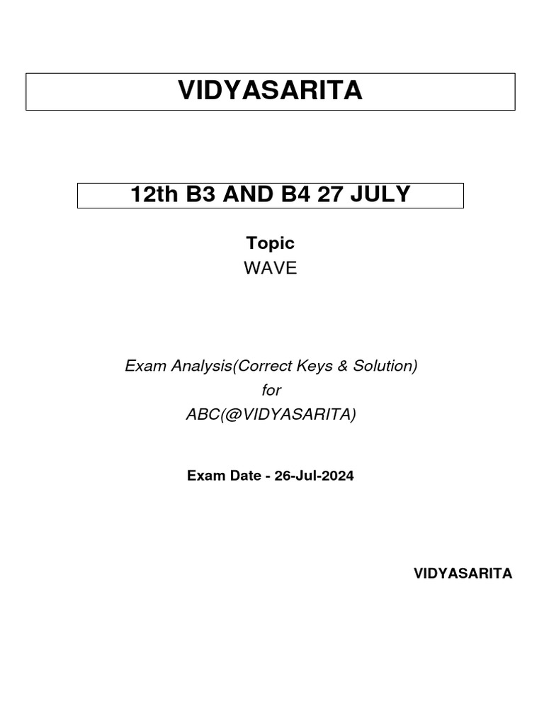Wave Exam Analysis for 12th B3/B4 | PDF | Teaching Methods & Materials