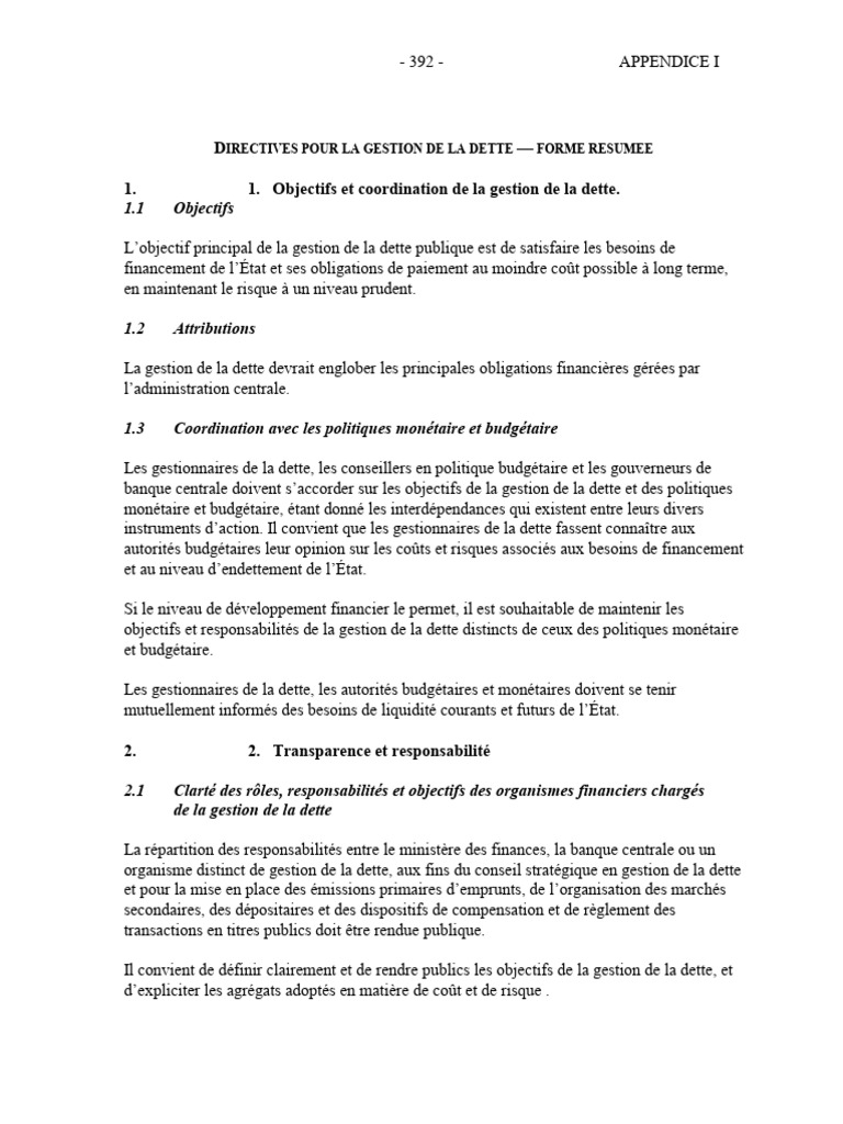 Directives de gestion de la dette publique | PDF | Dettes | Risque
