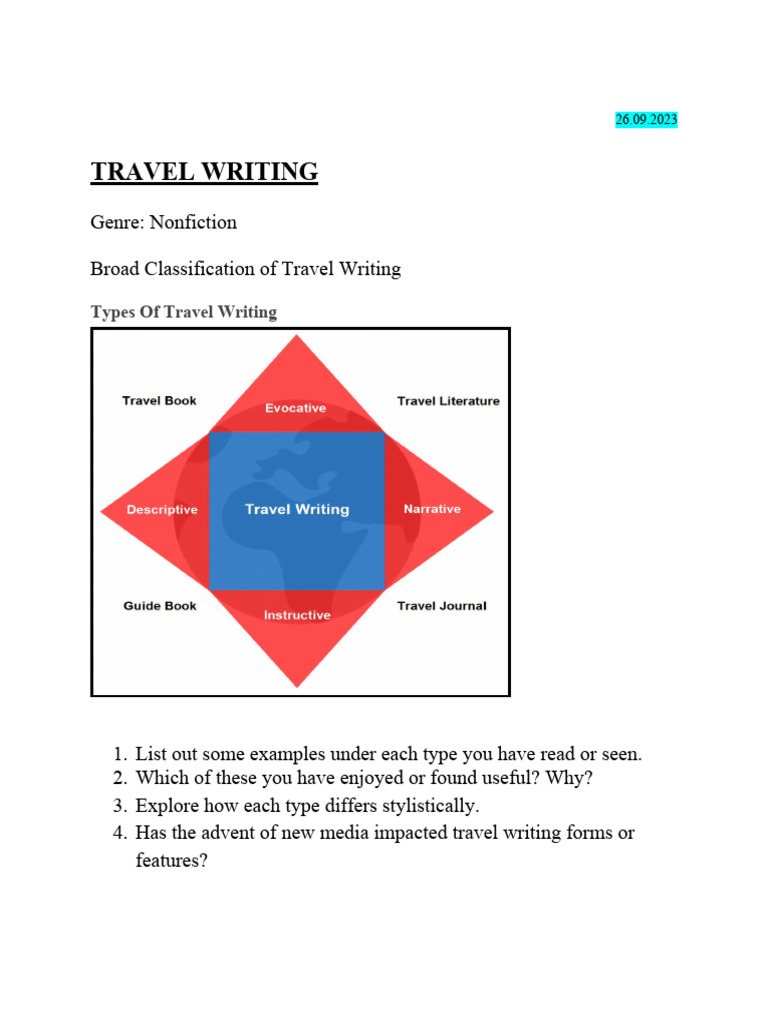 Types and Techniques in Travel Writing | PDF | Travel Literature ...
