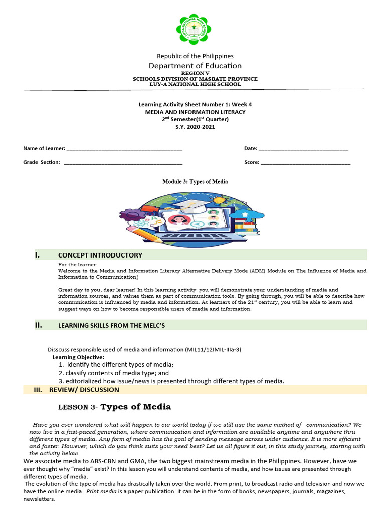 Las Media Info.& Literacy Week4 | PDF | Mass Media | Media (Communication)