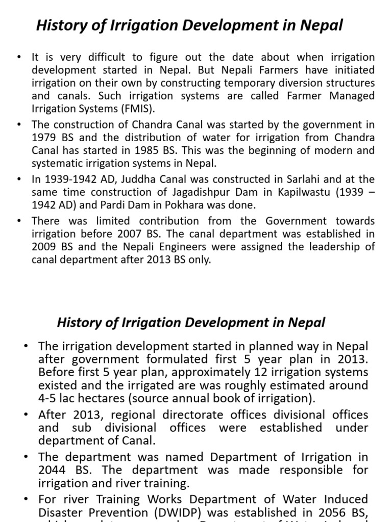 Irrigation Development History in Nepal | PDF | Irrigation | Soil