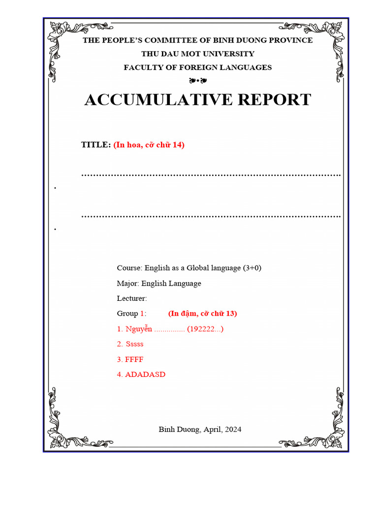 Accumulative Report Template 23-24 | PDF