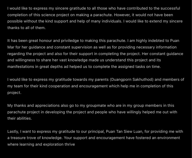 Science Project Acknowledgments | PDF