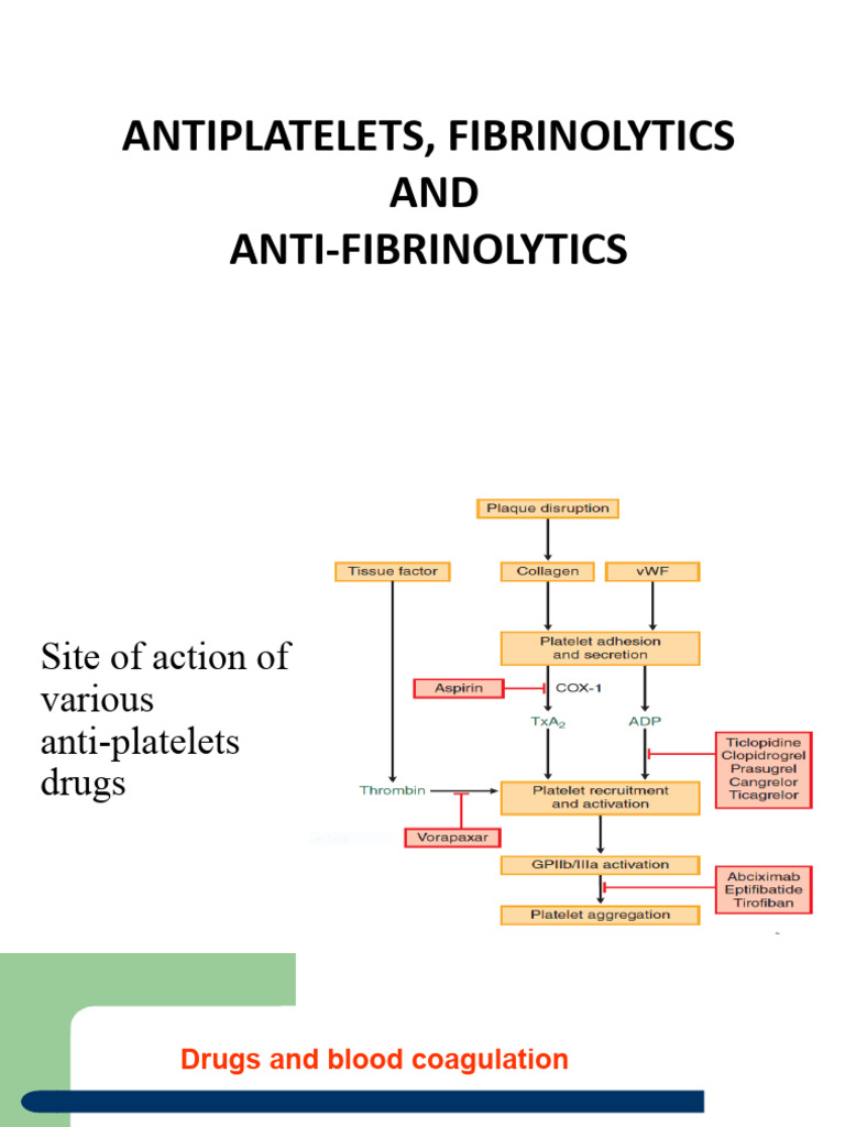 Antiplatelet and Fibrinolytic Drugs Overview | PDF | Coagulation | Platelet