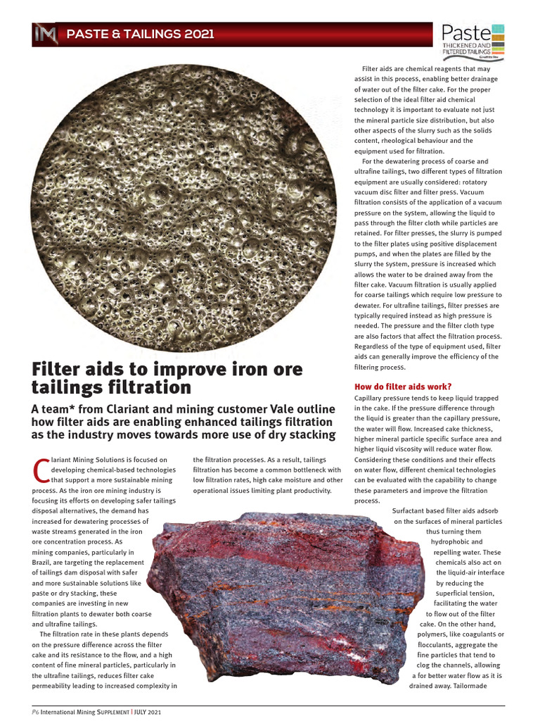 Enhancing Iron Ore Tailings Filtration | PDF | Filtration | Chemical ...