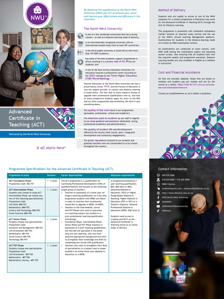 NWU Distance Learnig ACT | PDF | Distance Education | Teachers