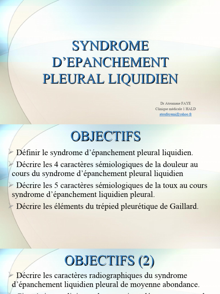 Comprendre le syndrome d'épanchement pleural | PDF | Médecine clinique ...